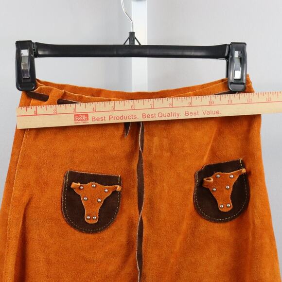 Handmade Suede Fringe Skirt Longhorn Pockets Western Kids 12” Waist - Picture 2 of 3